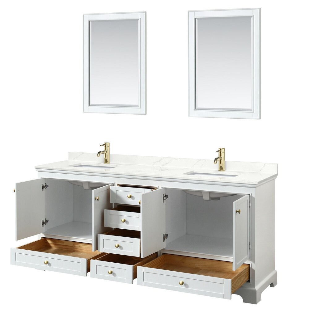 Deborah 80 inch Double Vanity  Quartz Top  24 inch Mirrors