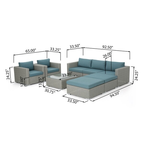 Santa Rosa Outdoor 8piece Wicker Sectional Sofa Set with Cushions by Christopher Knight Home