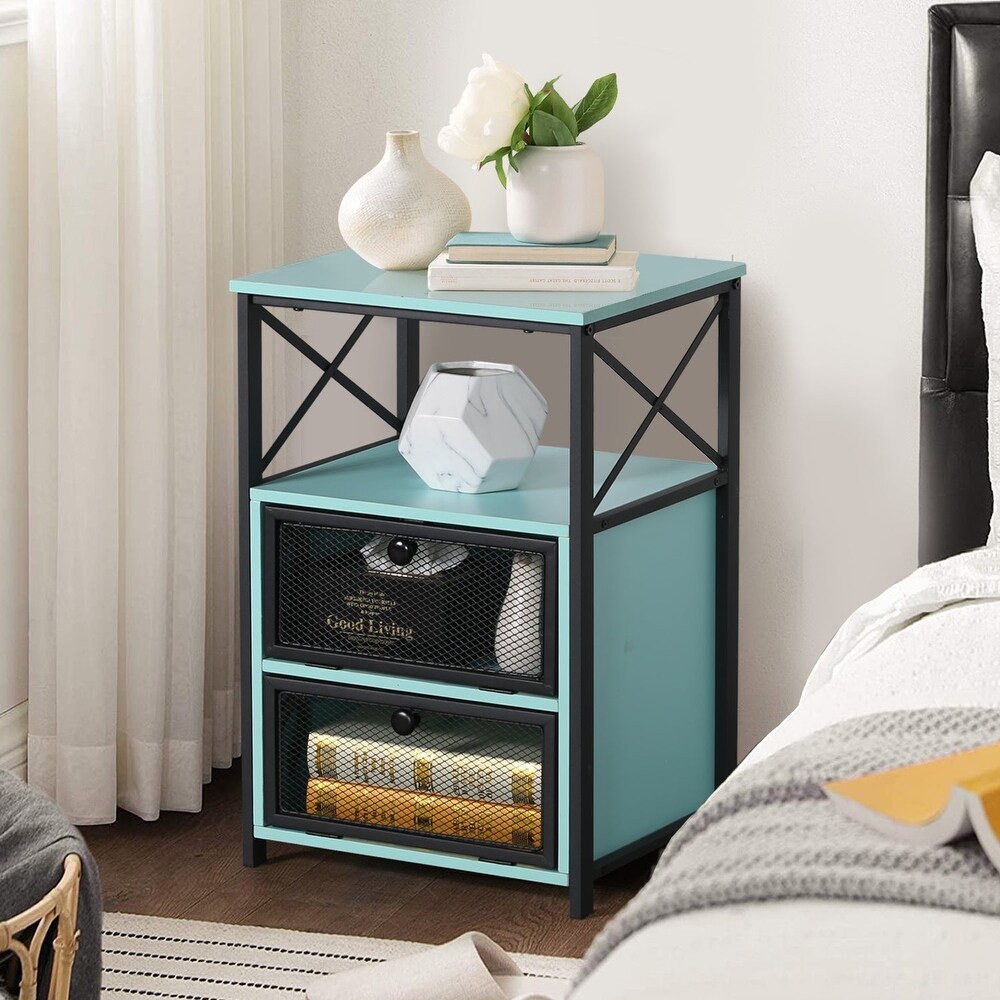 VECELO 23.8'' Tall Nightstand with Storage Shelves