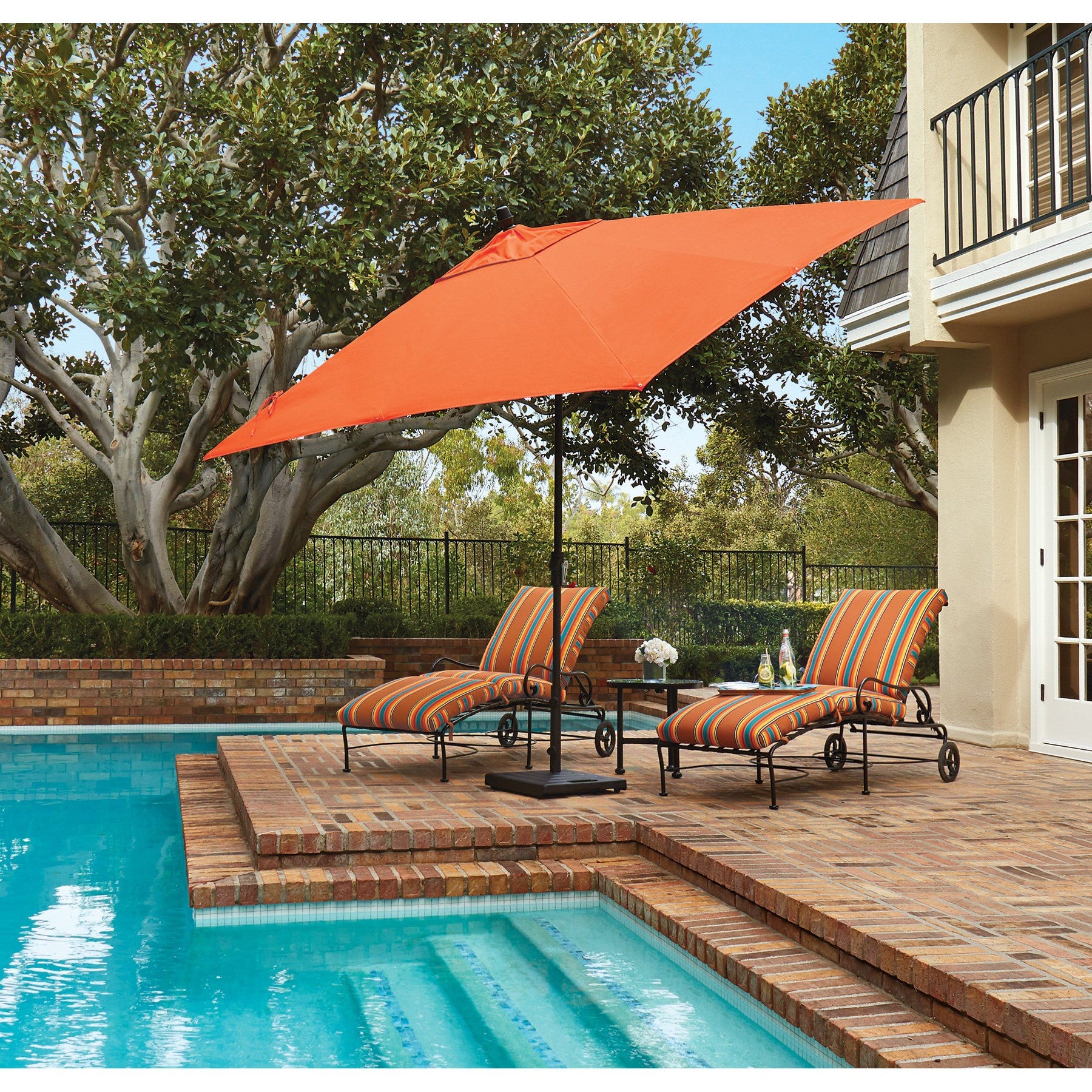 Treasure Garden 8x10 ft Outdoor Patio Umbrella (Rectangular, High-Performance, Auto-Tilt)