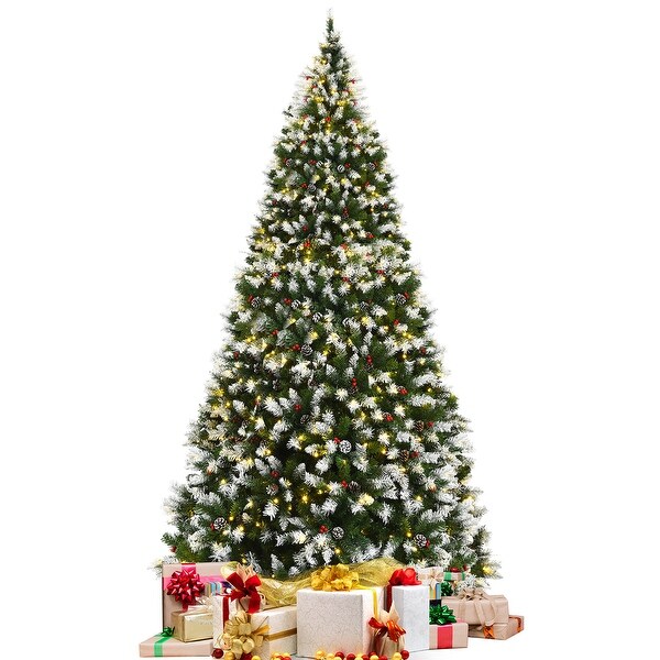 Costway 6ft/7.5ft/9ft Prelit Snowy Christmas Tree 818/1398/2058 Tips