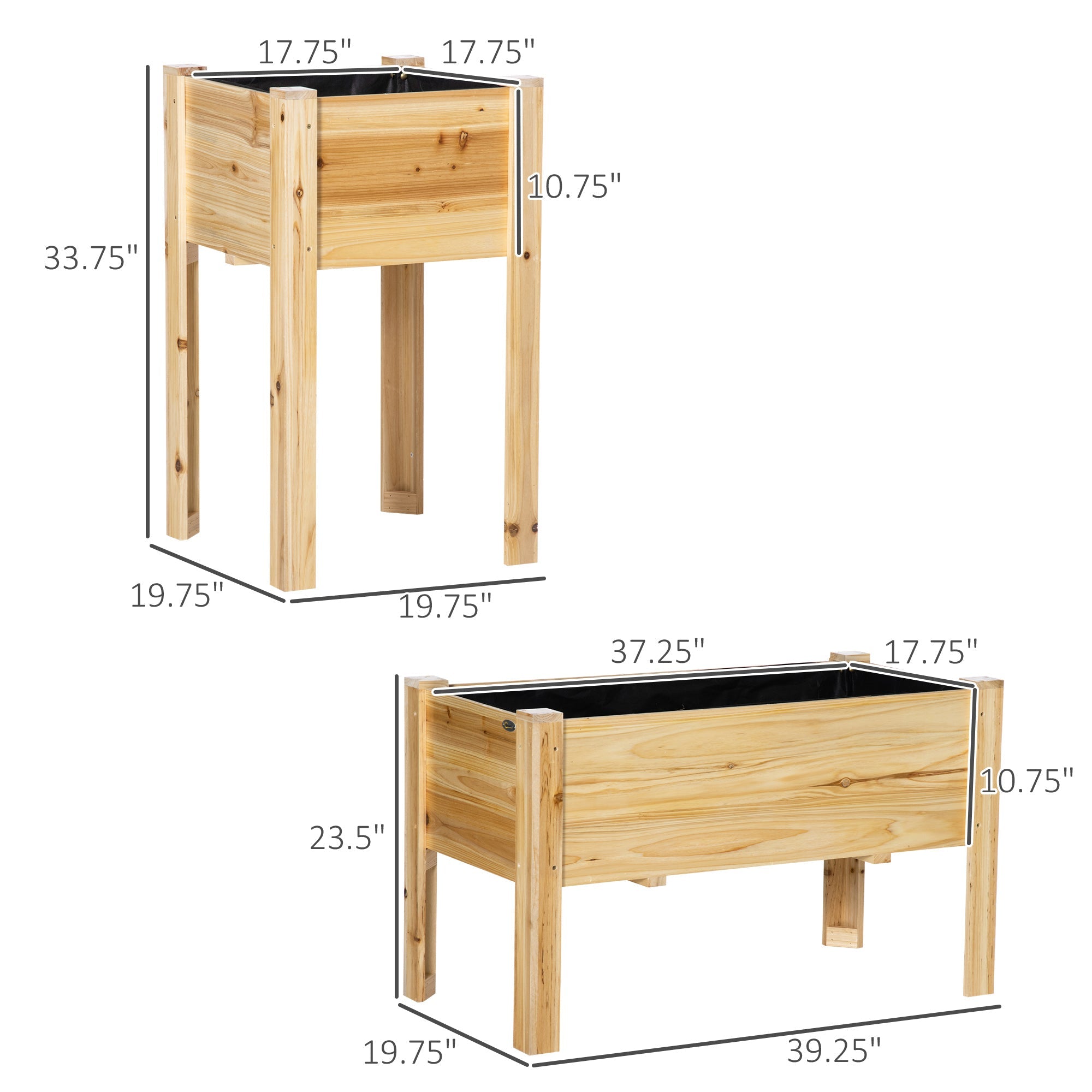 Raised Garden Bed, Set of 3 Elevated Wood Planter Boxes for Vegetables Herbs Flowers