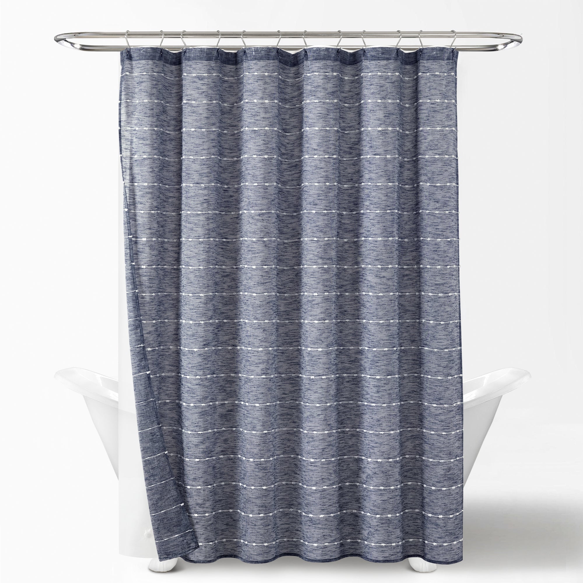 Farmhouse Textured Sheer With Peva Lining Shower Curtain Set