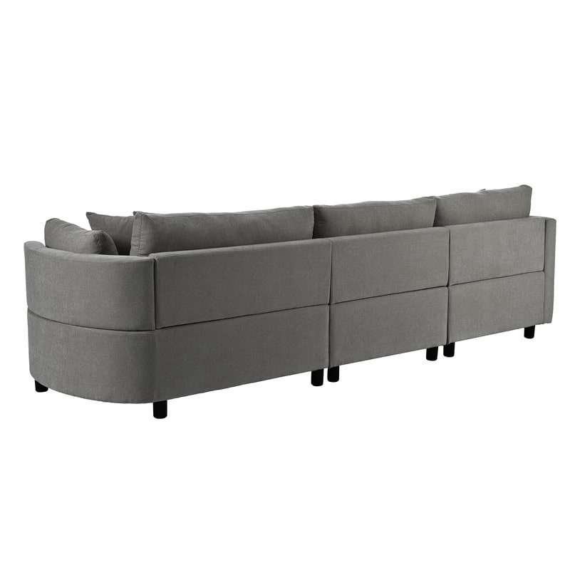 Modern Snow Neil Fabric Sofa with Three Pillows and Curved Seat