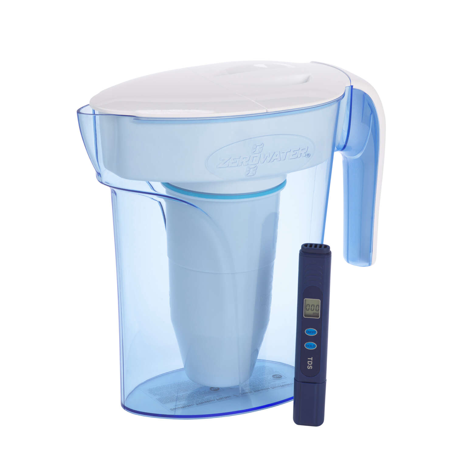 ZeroWater Ready-Pour 7 cups Blue Water Filtration Pitcher