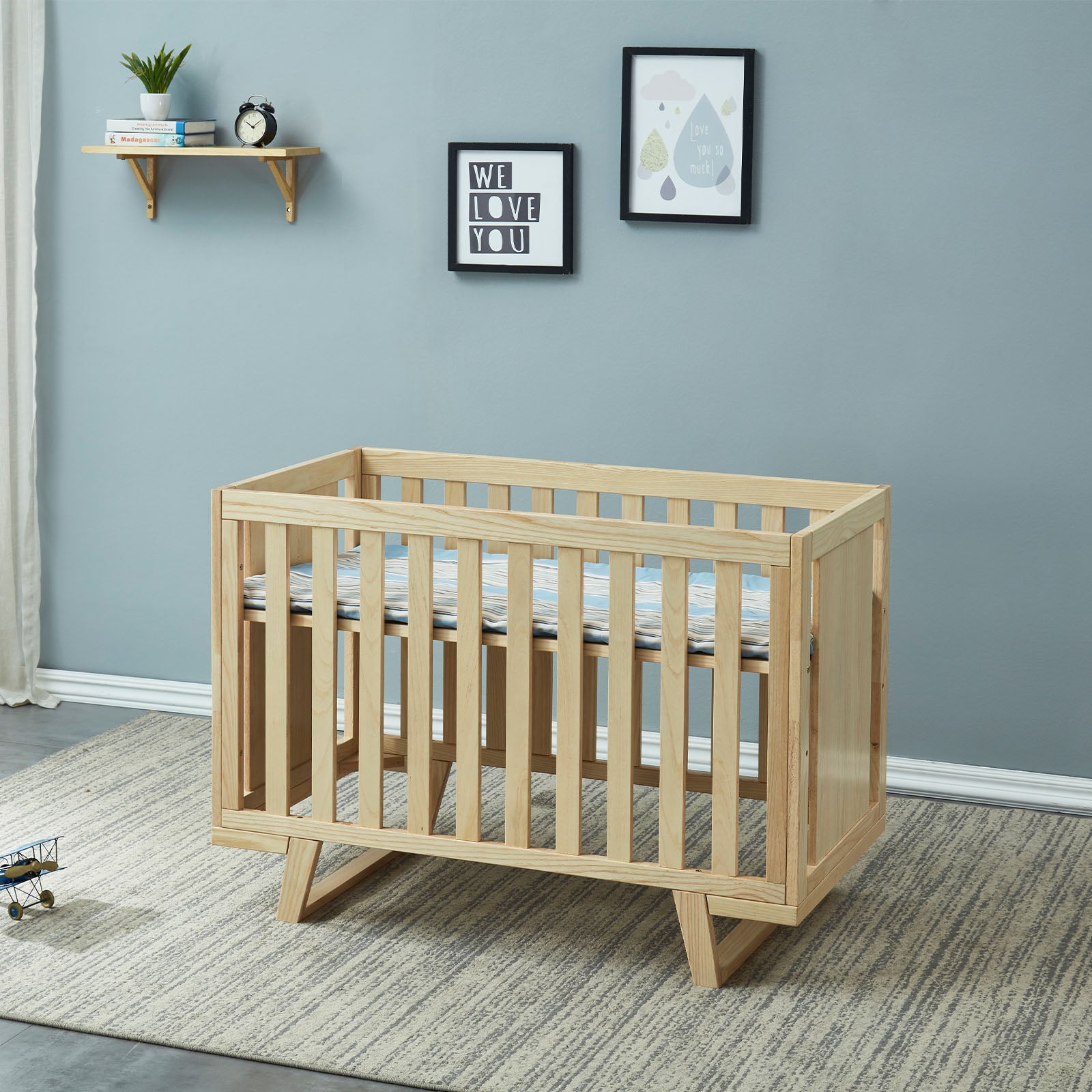 Baby/Toddler Bed With 3 Levels Solid Wood Bed Et-Y002