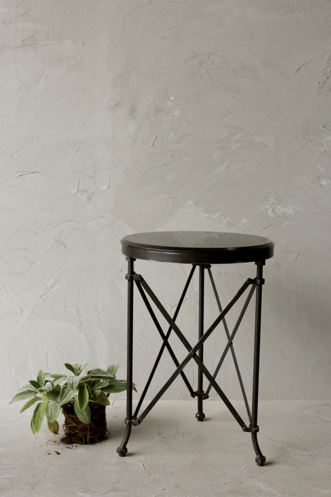 Metal Table with Marble Top   Industrial   Side Tables And End Tables   by Creative Co op  Houzz