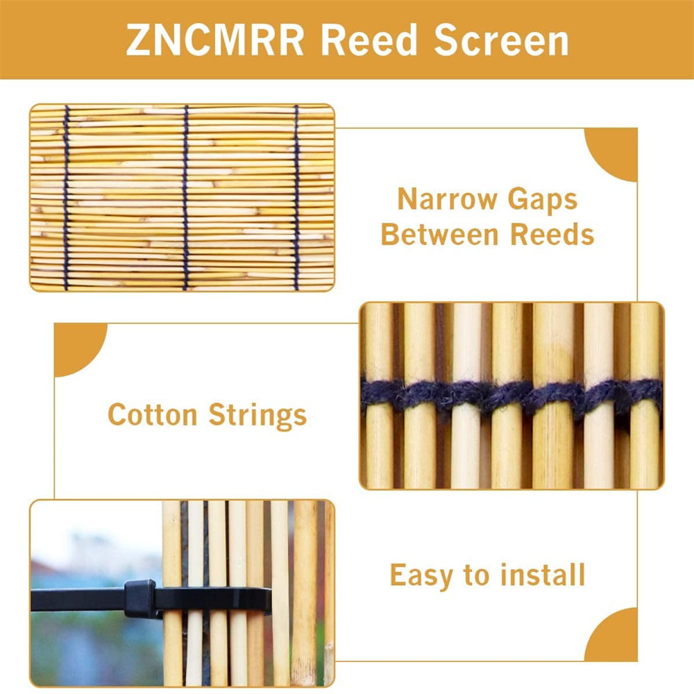 Eco-Friendly Reed Fence 16.4ftX3.94ft Fencing Decorative Roll Up Window Blind Reed Fencing for Garden Indoor Balcony Window