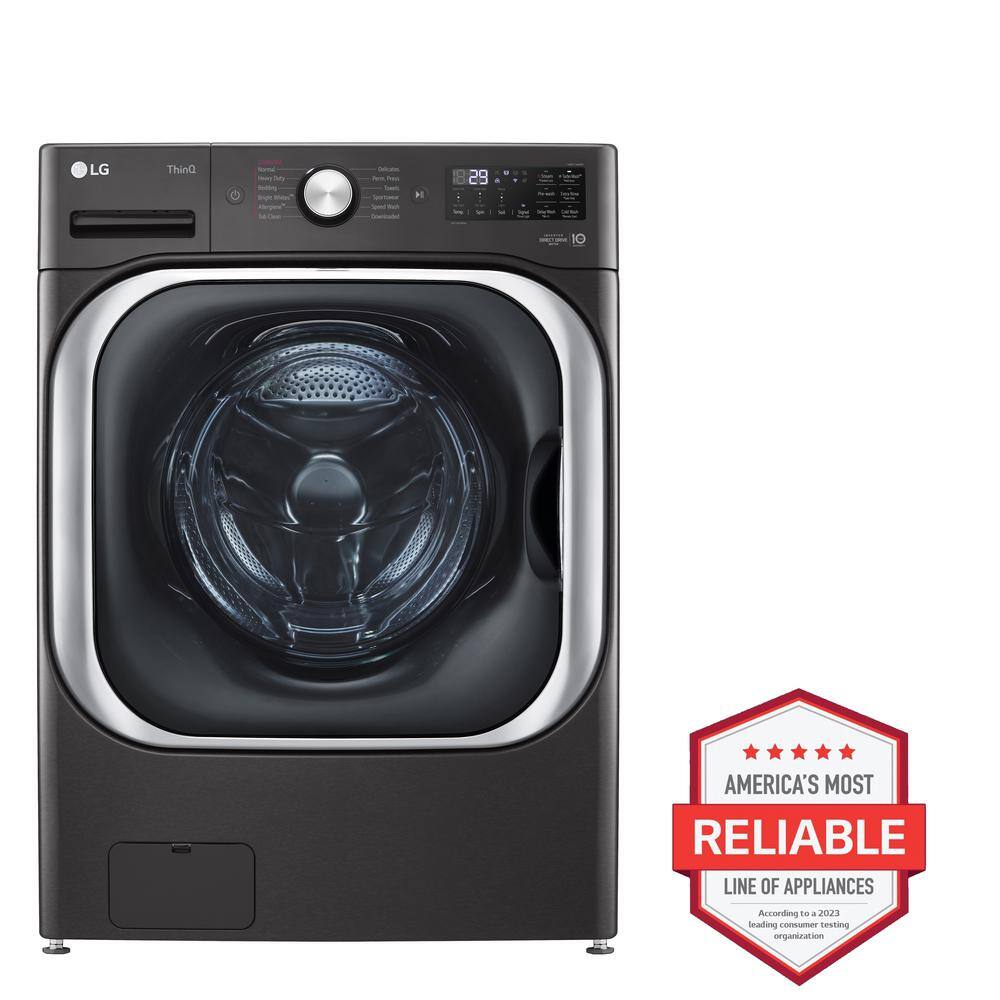 LG 5.2 cu. Ft  Stackable SMART Front Load Washer in Black Steel with Steam  Turbowash Technology WM8900HBA