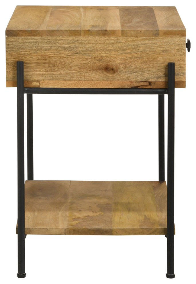 Declan 1 drawer Accent Table With Open Shelf Natural Mango and Black   Modern   Side Tables And End Tables   by Modon  Houzz