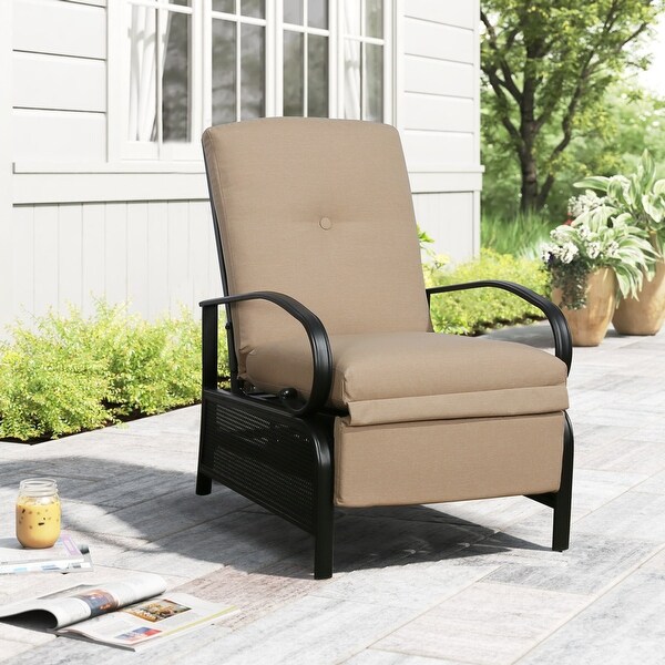 Adjustable Patio Recliner Chair with Cushion