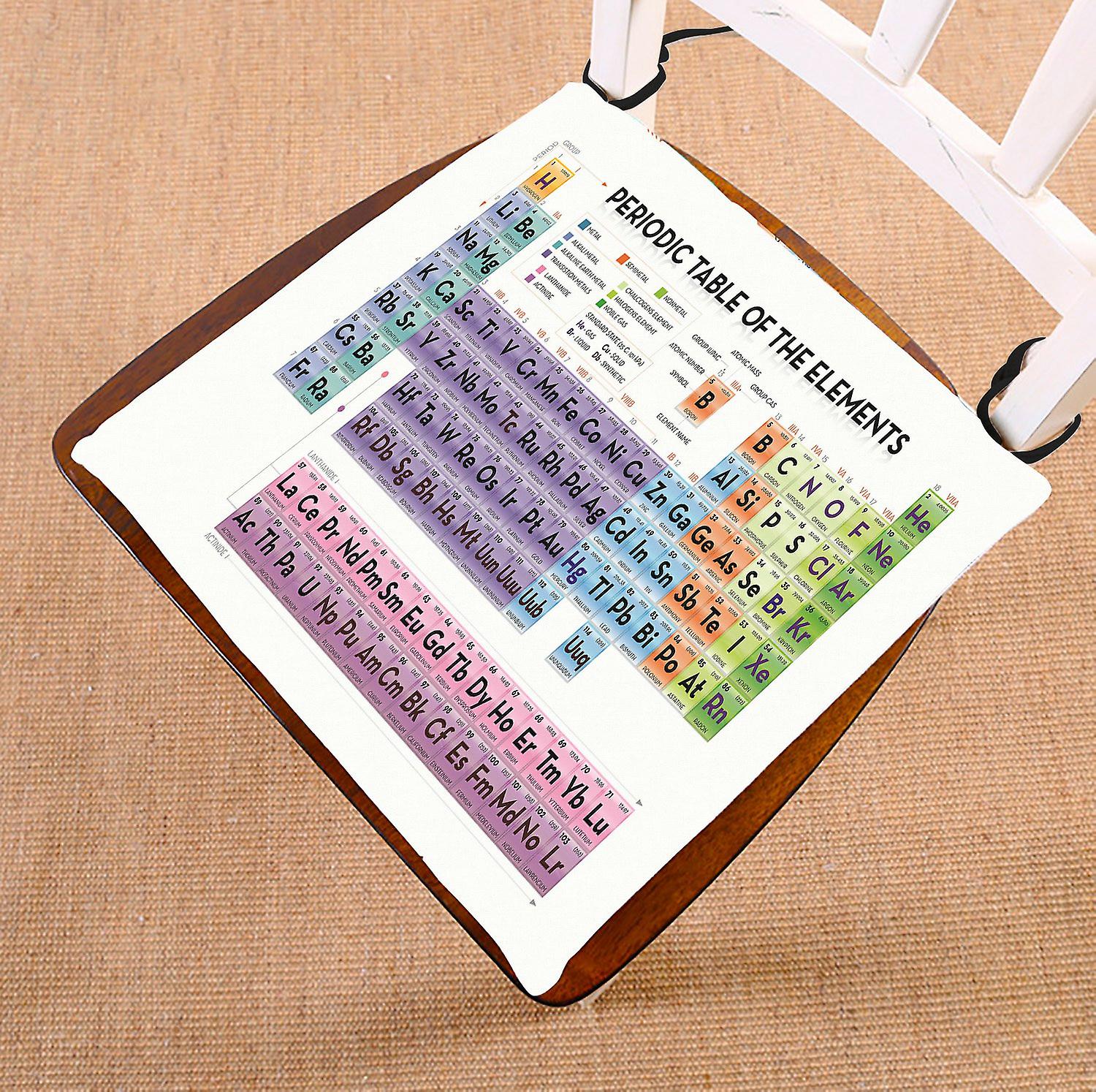 Educational Chair Pad， Periodic Table Of The Elements For Smart Adults And Children Seat Cushion Chair Cushion Floor Cushion 40x40 Cm B--20503