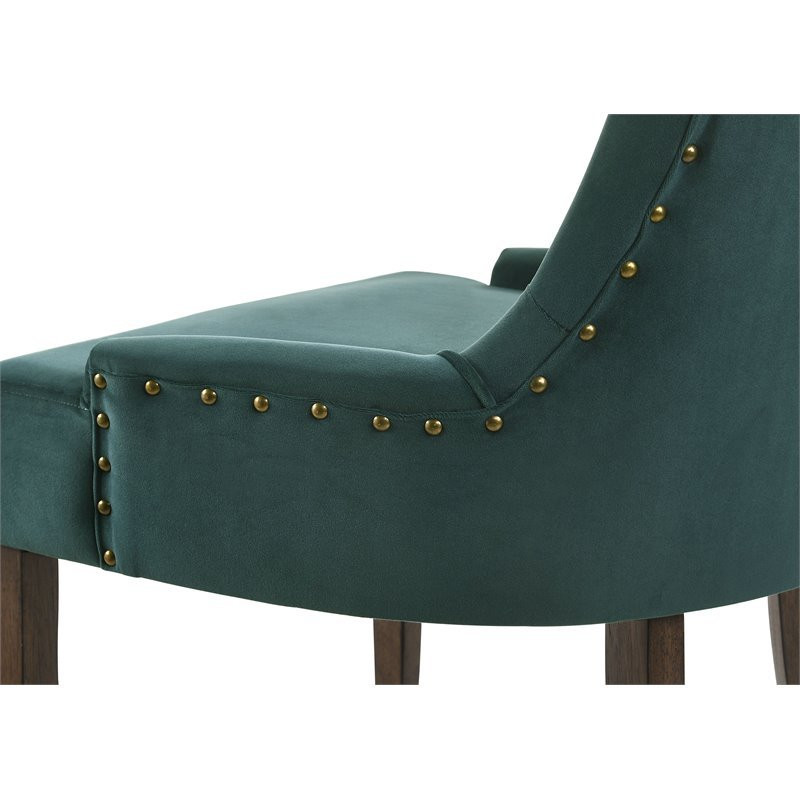 ACME Farren Tufted Velvet Side Chair in Green and Espresso Set of 2   Transitional   Dining Chairs   by Homesquare  Houzz