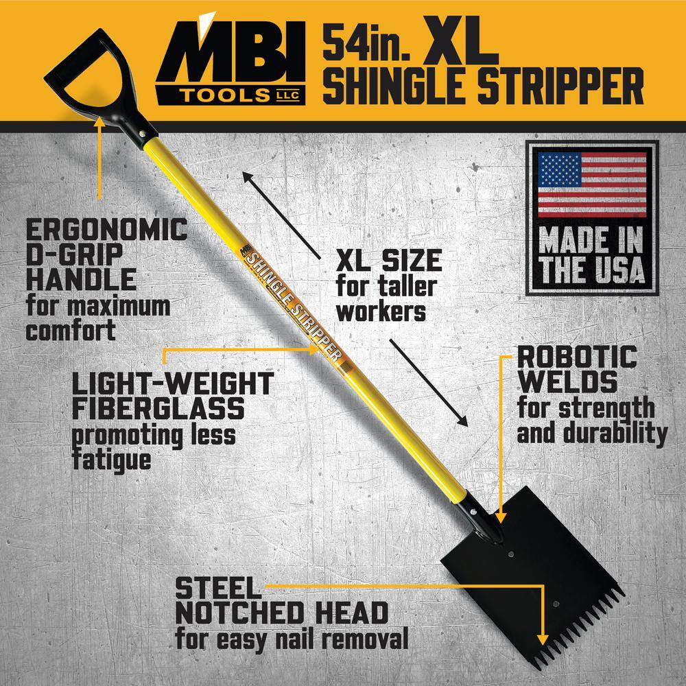 MBI 54 in. Fiberglass Shingle Stripper Roof Shovel - Made In USA MBISSXL