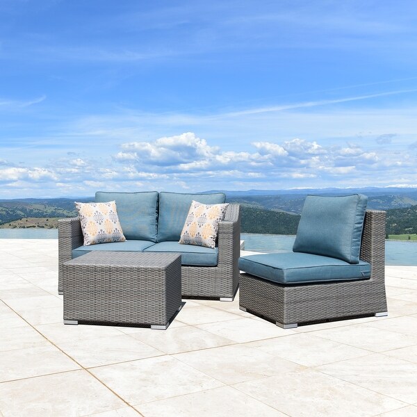 Corvus Martinka Aluminum Outdoor 4piece Grey Wicker Sofa Set