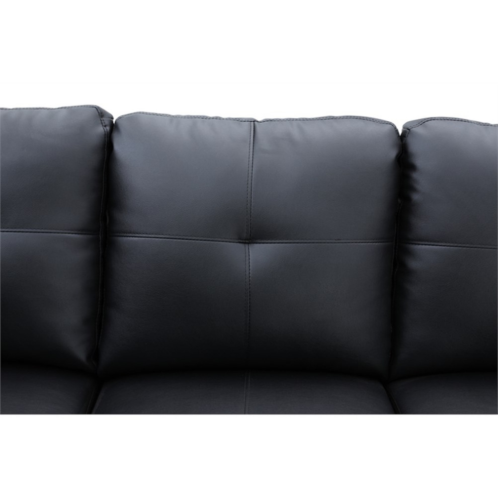 Star Home Living (Black) 3PC Faux Leather Sectional w/ottoman   Contemporary   Sectional Sofas   by Homesquare  Houzz