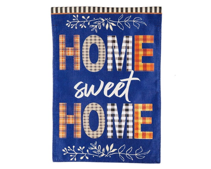 Evergreen Home Sweet Home Plaid Burlap Garden Flag - 14B9986