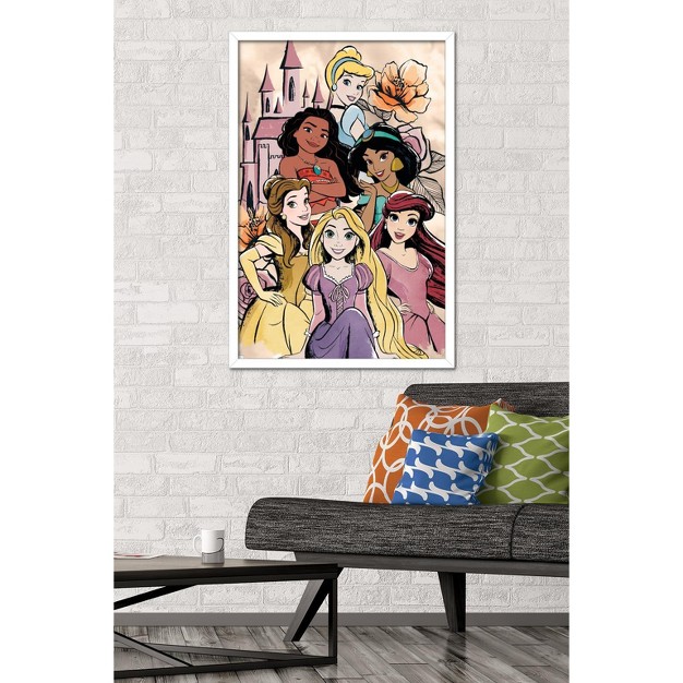 Trends International Disney Ultimate Princess Celebration Castle Group Framed Wall Poster Prints