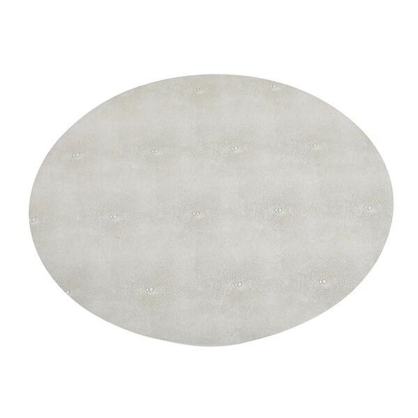 Dann Foley Lifestyle - Oval Side Table - Ivory Faux Leather Shagreen Finish