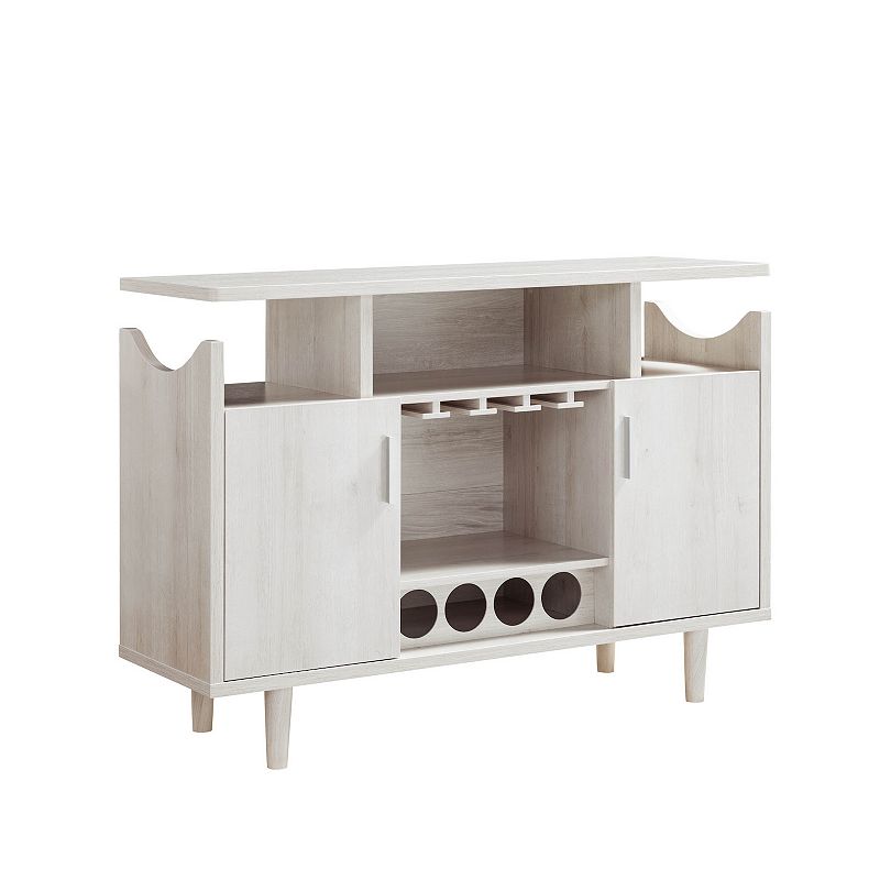 FC Design White Oak 4-Wine Bottle Space Buffet with Wine Glass Holder and 2 Door Cabinet