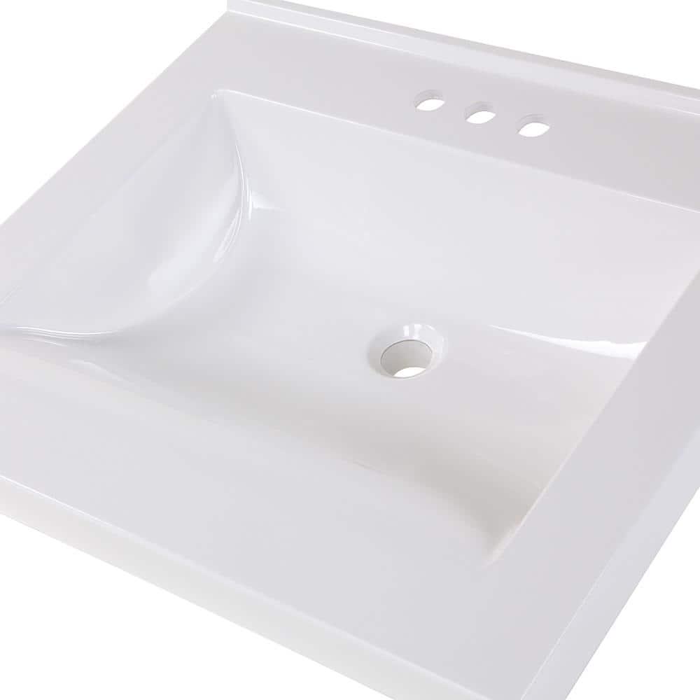 Home Decorators Collection 25 in W x 22 in D Cultured Marble Vanity Top in White with Integrated Sink