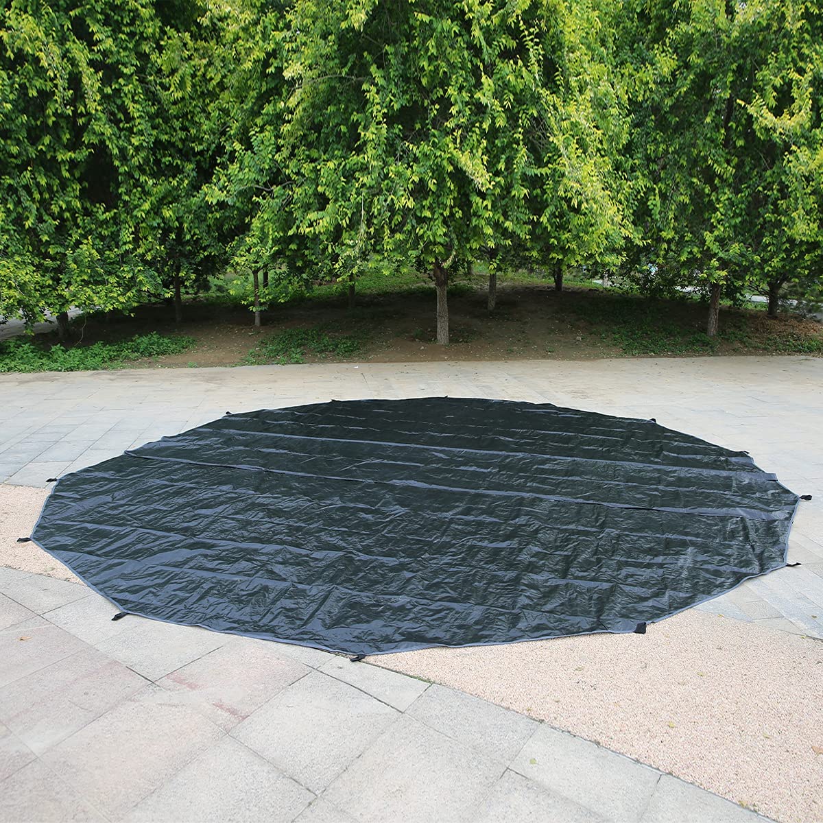 UNISTRENGH 3M Outdoor Black Ultralight PE Anti-Dirty Mat for Bell Tent Glamping Yurt Round Mat