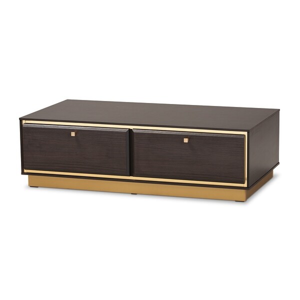 Cormac Transitional Wood and Metal 2-Drawer Coffee Table