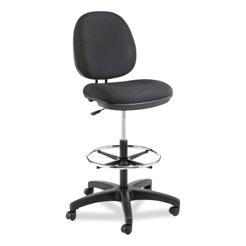 Alera Interval Series Swivel Task Stool， Supports Up to 275 lb， 23.93 to 34.53 Seat Height， Black Fabric (IN4611)