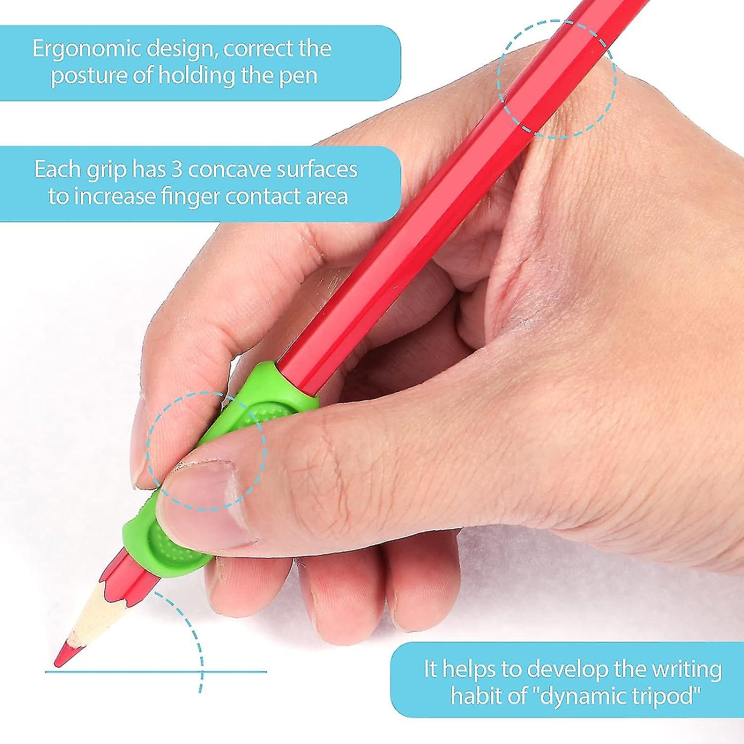 Pencil Grips， 8 Pcs Ergonomic Silicone Pencil Grips Writing Aid Grip Pen Grips Pencil Holder