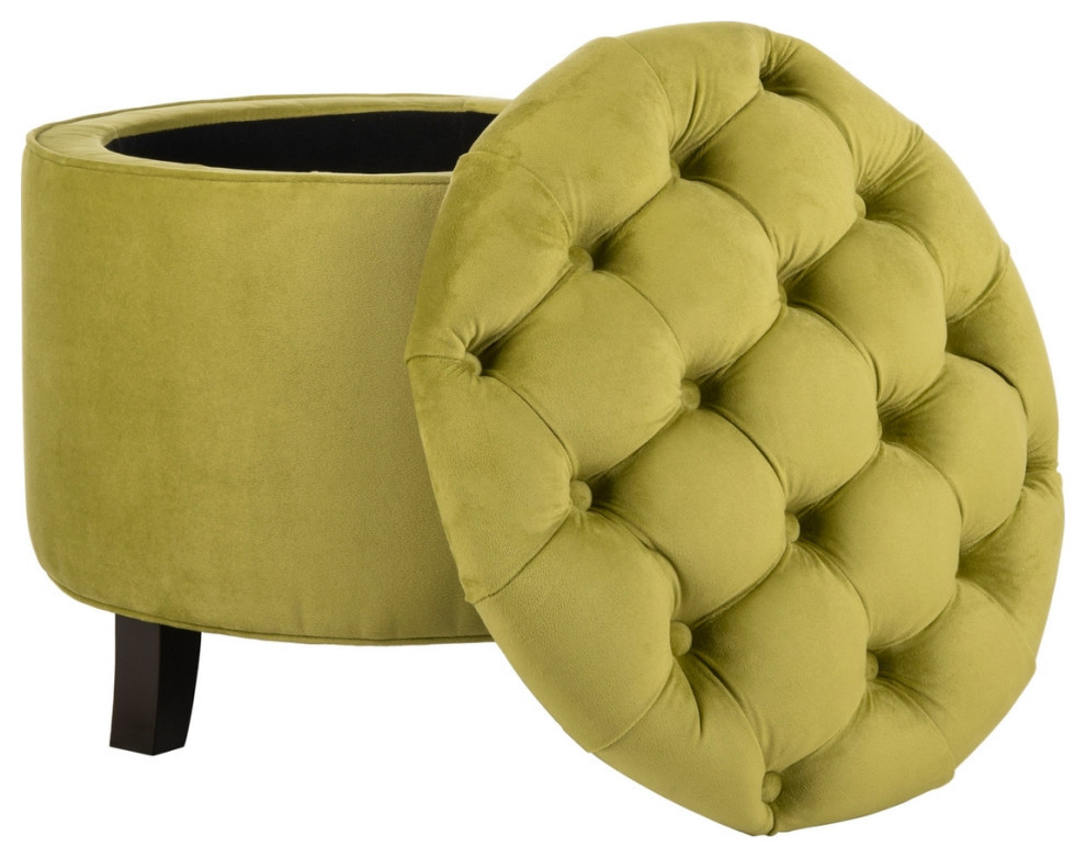 Emma Tufted Storage Ottoman  Asparagus/Espresso   Contemporary   Footstools And Ottomans   by Rustic Home Furniture Deco  Houzz