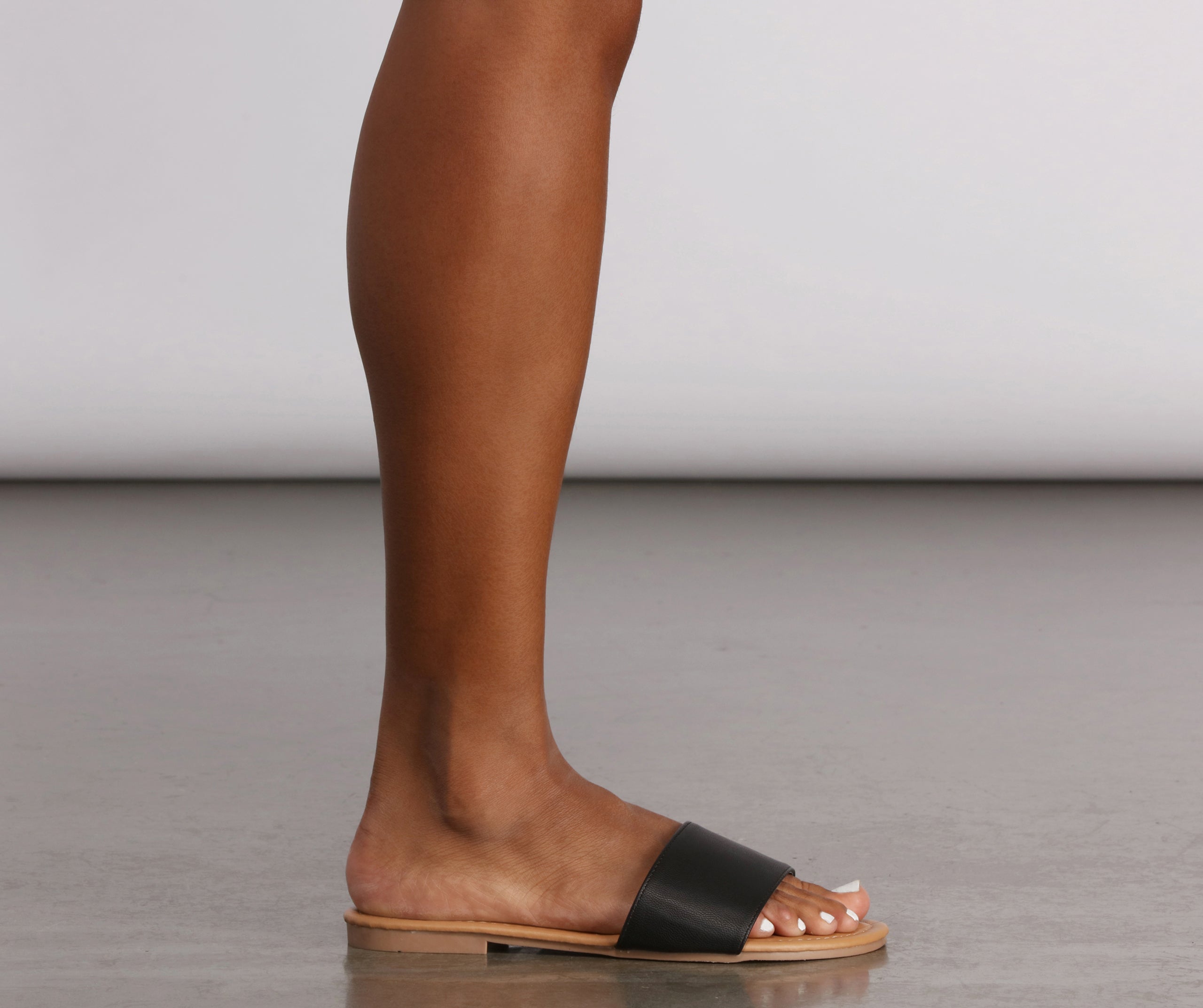 Slide Into Basics Faux Leather Sandals