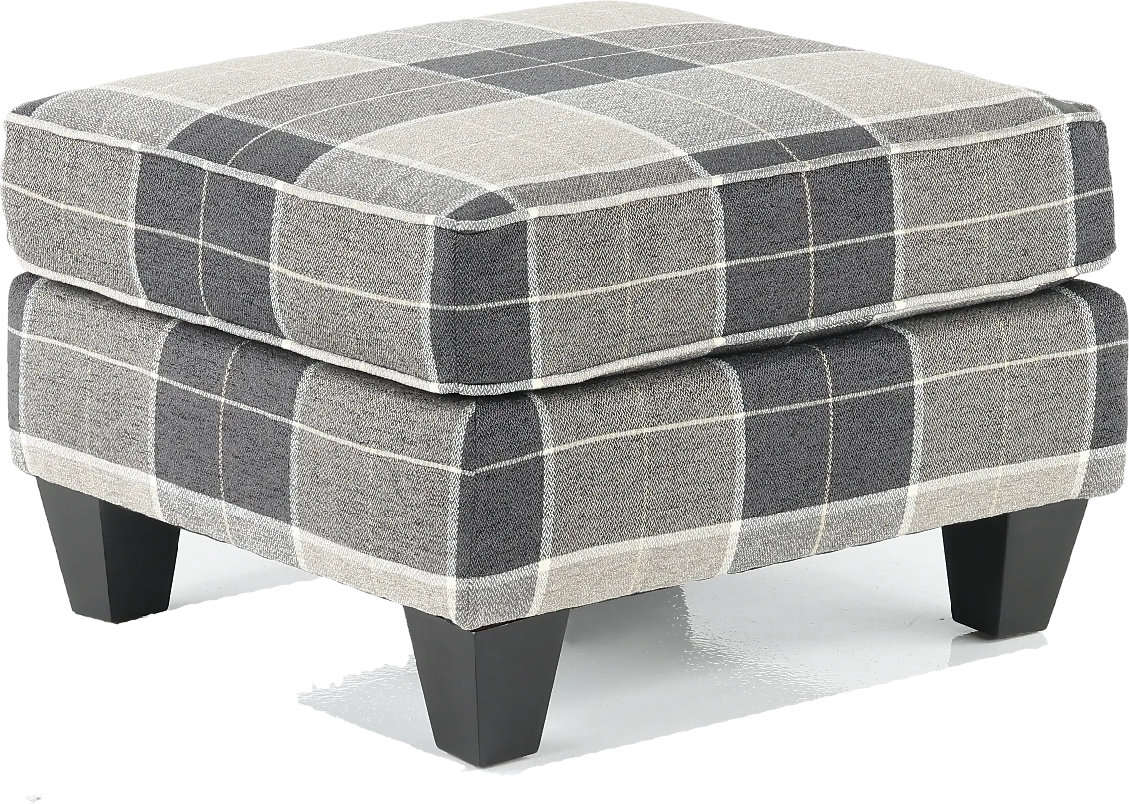 Storm Gray Plaid Accent Ottoman