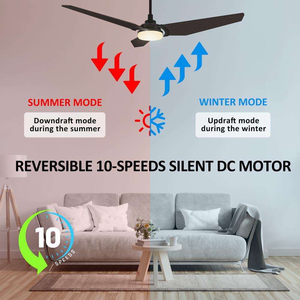 CARRO Brently 56 in Dimmable LED IndoorOutdoor Black Smart Ceiling Fan with Light and Remote Works with AlexaGoogle Home