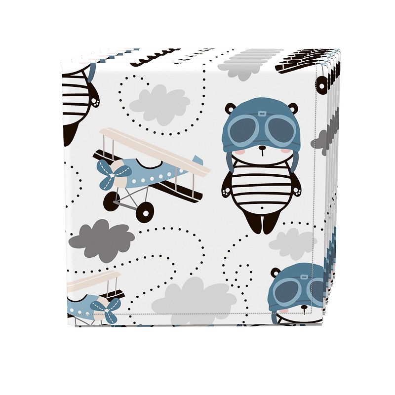 Napkin Set of 4， 100% Cotton， 20x20， Panda Pilot