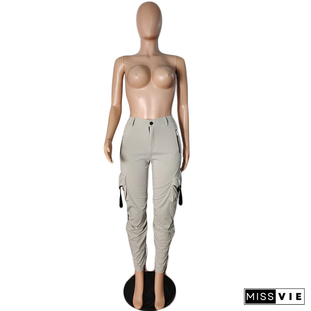 High Waist Pockets Loose Cargo Sweat Pants