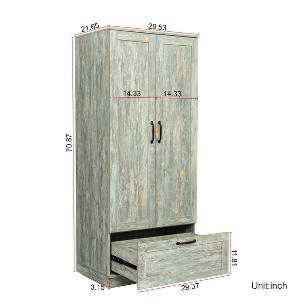 Aoolive High Wardrobe and Kitchen Cabinet with 2 Doors - - 35547511