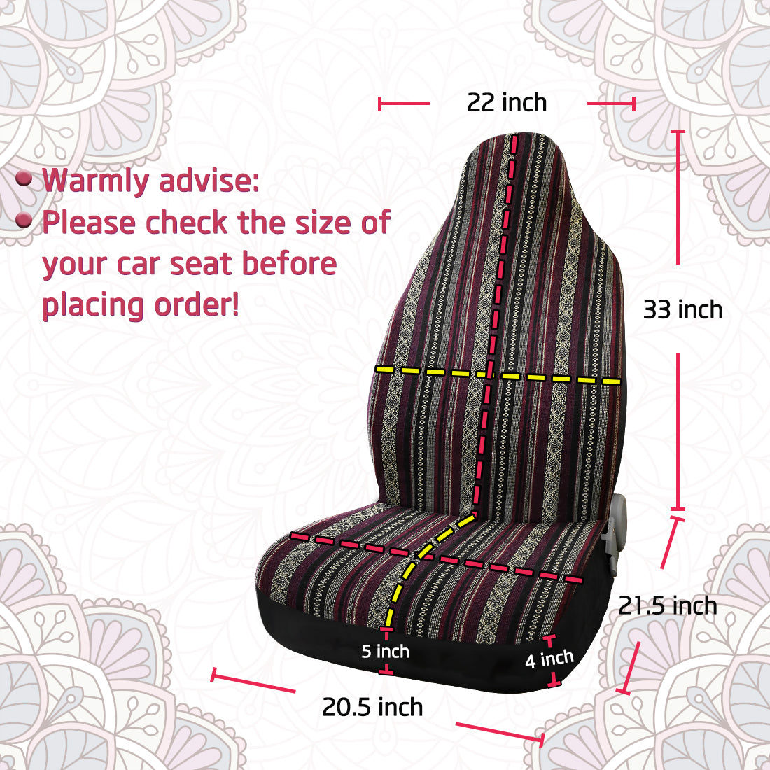 Unique Bargains Universal Stripe Front Bucket Seat Cover Saddle Blanket for Car SUV