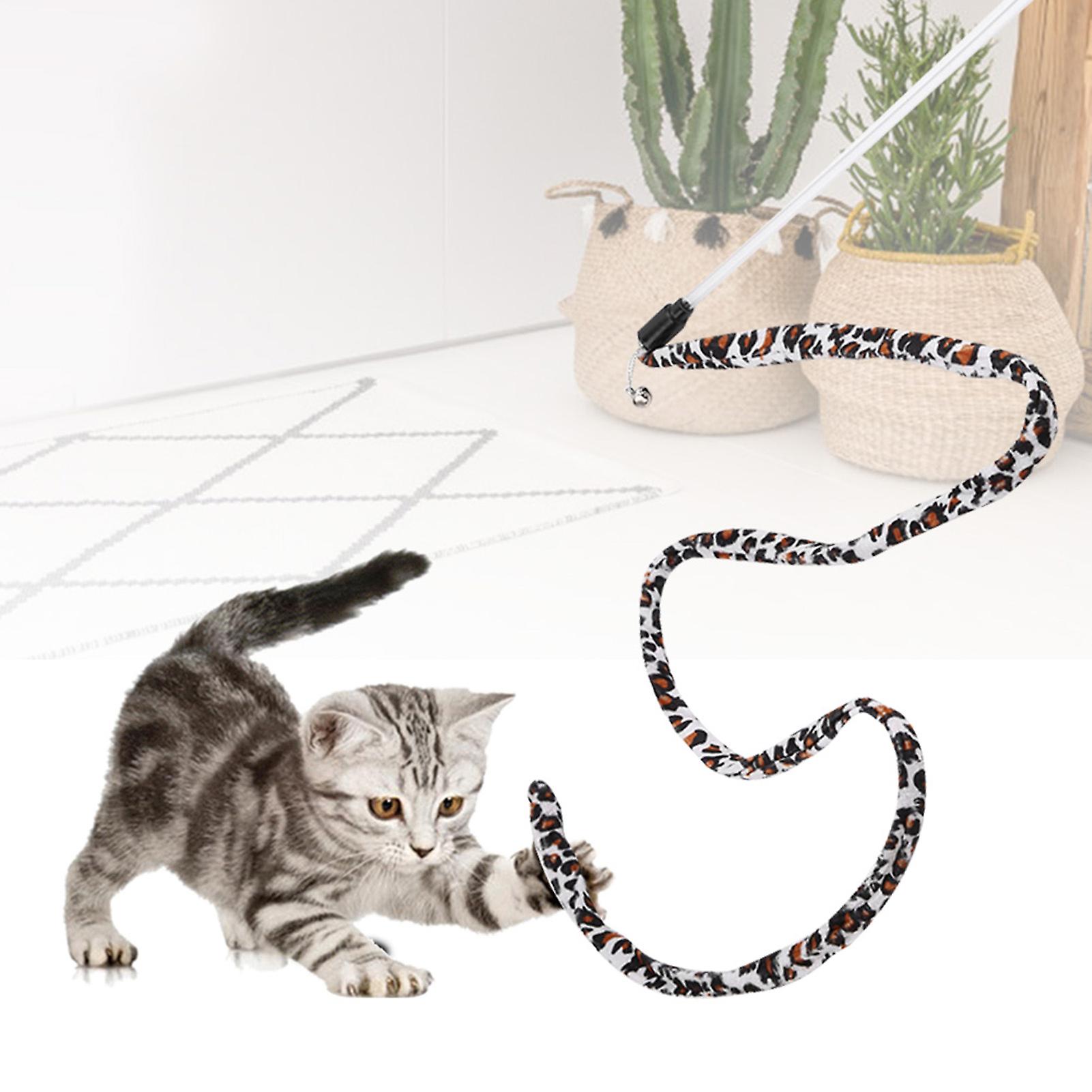 1pc Cat Funny Toy Teaser Stick Chaser Wand Leopard Print Tail With Bell