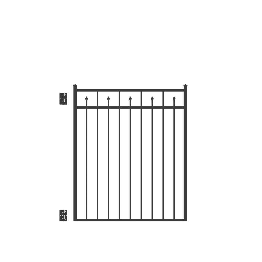 Barrette Outdoor Living Brilliance Standard-Duty 4 ft. W x 4.5 ft. H Black Aluminum Straight Pre-Assembled Fence Gate 73009531