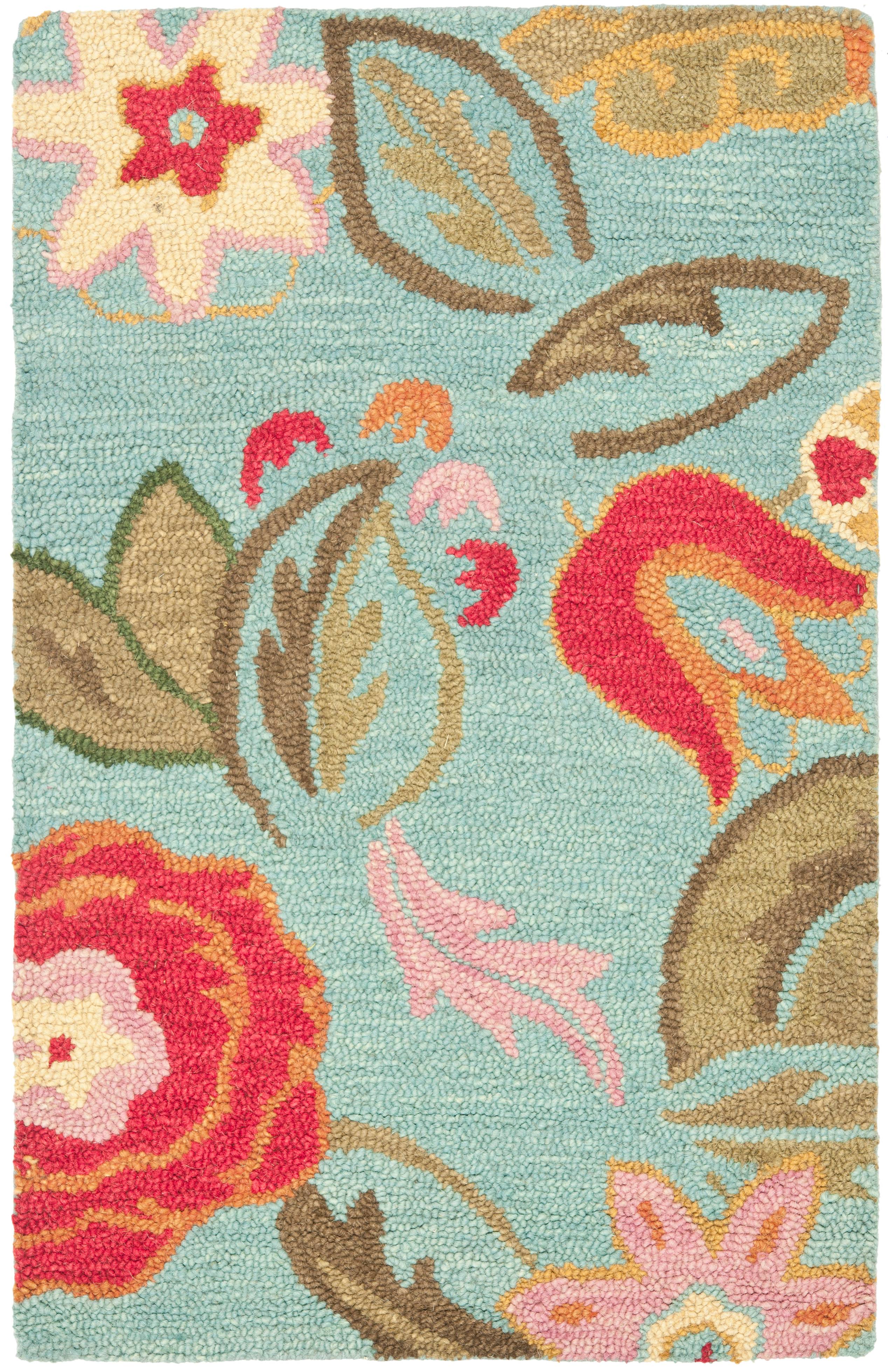 SAFAVIEH Blossom Mia Floral Wool Area Rug, Blue/Multi, 2'6