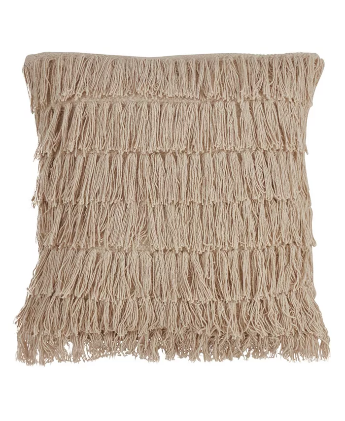 Saro Lifestyle Woven Fringes Decorative Pillow， 18 x 18