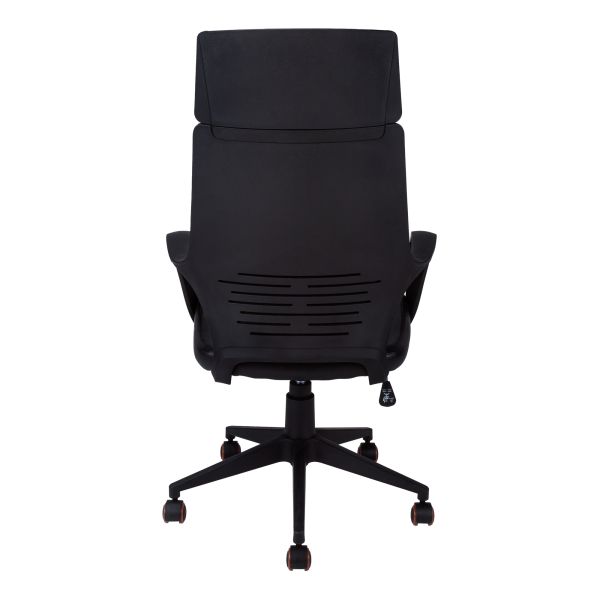 Office Chair， Adjustable Height， Swivel， Ergonomic， Armrests， Computer Desk， Work， Black And Brown Leather Look， Black Metal， Contemporary， Modern