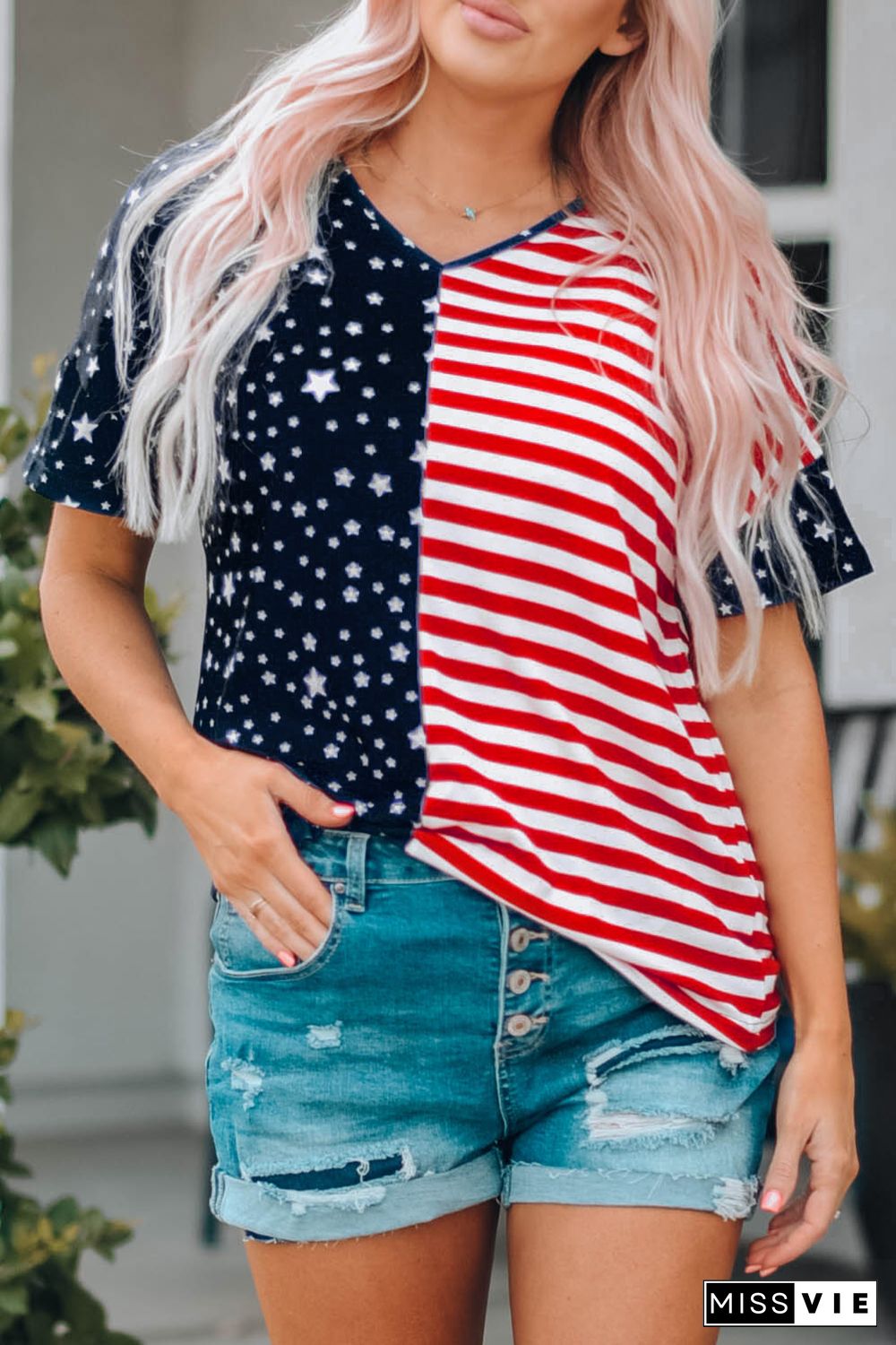 July 4th Stars and Stripes USA Flag Tee