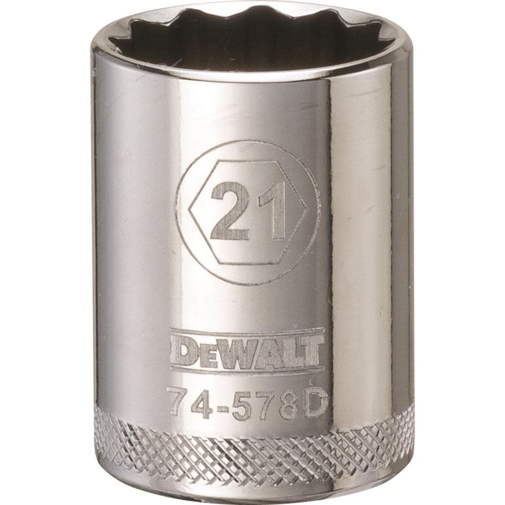 DEWALT Socket 12 Point 1/2 Drive 21 MM