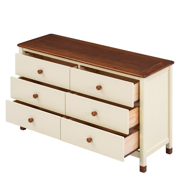 6-Drawer Wood Storage Dresser， Bedroom Storage Cabinet - - 37527436