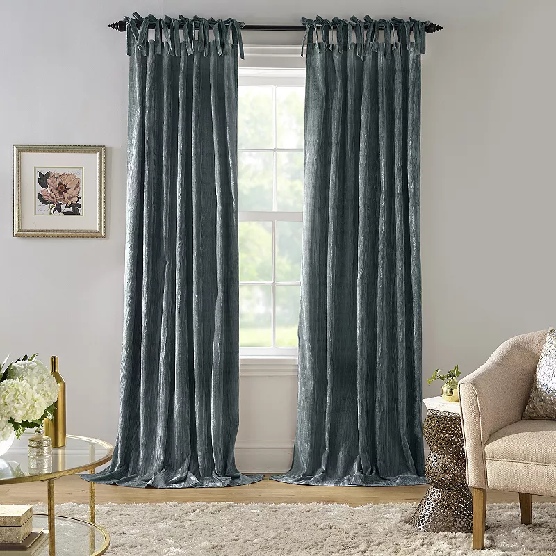 Elrene Home Fashions Korena Tie-Top Crushed Velvet Window Curtain