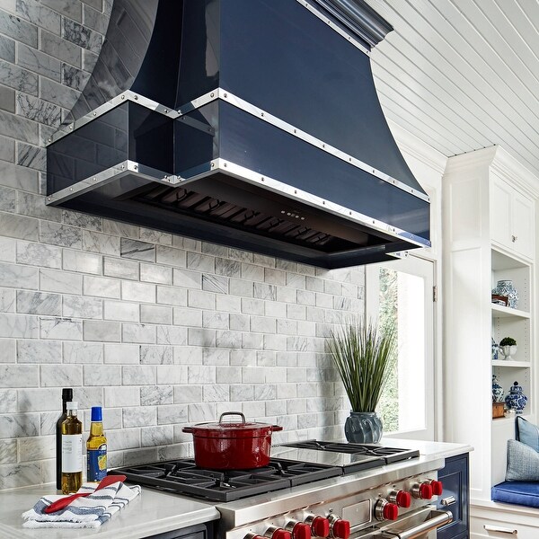 30-36in.Insert Range Hood， Ultra Quiet， Powerful Suction Matte Black Ducted Kitchen Vent Hood with LED Lights， 3-Speeds 600CFM