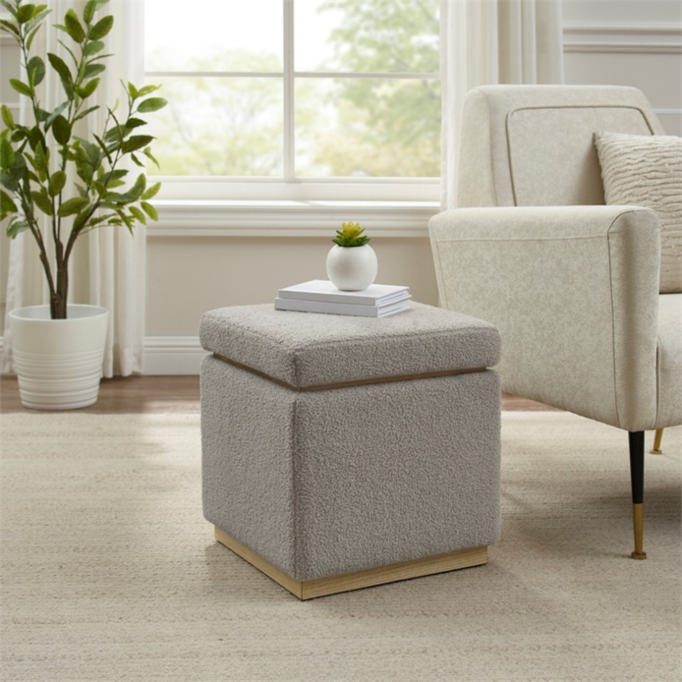 Linon Hawn Wood Upholstered Square Ottoman in Blush Pink   Contemporary   Footstools And Ottomans   by Homesquare  Houzz