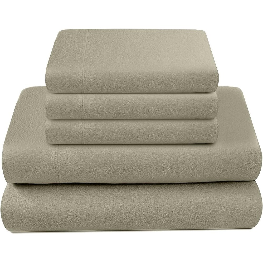 Flannel Sheet Set with Bonus 2 Pillowcase Extra 100 Percent Cotton Double Brushed   170 GSM Heavyweight  Deep Pockets