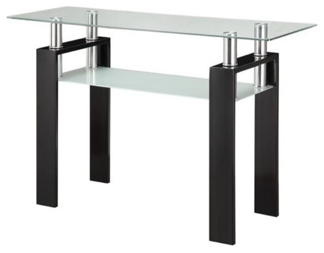 Bowery Hill Square Modern Metal End Table with Glass Top in Black   Console Tables   by Homesquare  Houzz